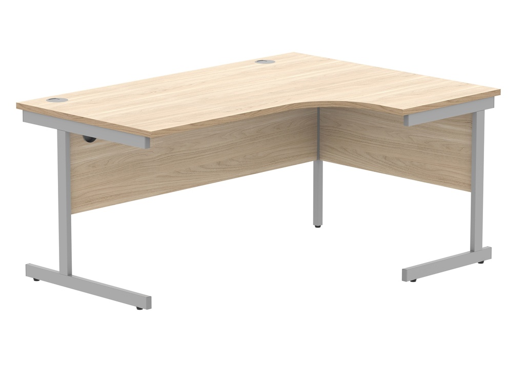 Office Right Hand Corner Desk With Steel Single Upright Cantilever Frame (Fsc) | 1600X1200 | Canadian Oak/Silver