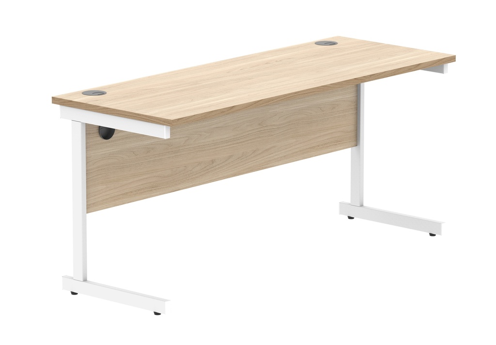 Office Rectangular Desk With Steel Single Upright Cantilever Frame (Fsc) | 1600X600 | Canadian Oak/White