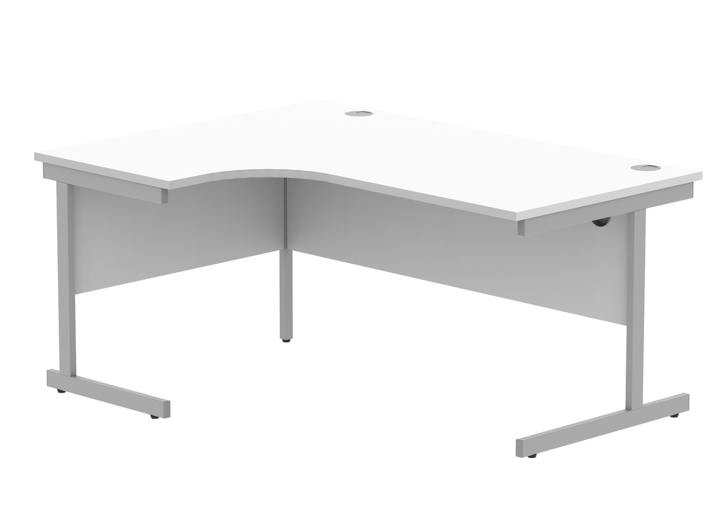 Office Left Hand Corner Desk With Steel Single Upright Cantilever Frame (Fsc) | 1600X1200 | Arctic White/Silver