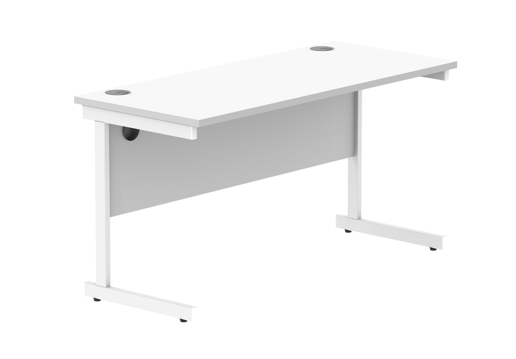 Office Rectangular Desk With Steel Single Upright Cantilever Frame (Fsc) | 1400X600 | Arctic White/White