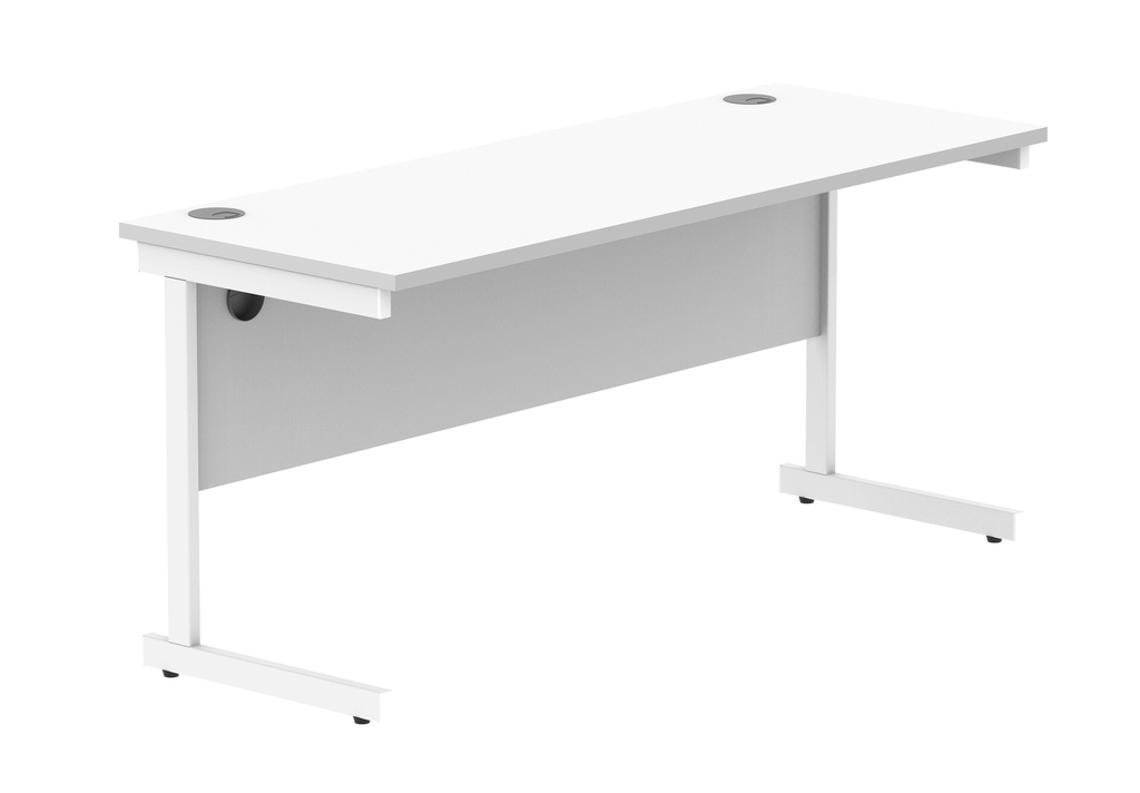 Office Rectangular Desk With Steel Single Upright Cantilever Frame (Fsc) | 1600X600 | Arctic White/White