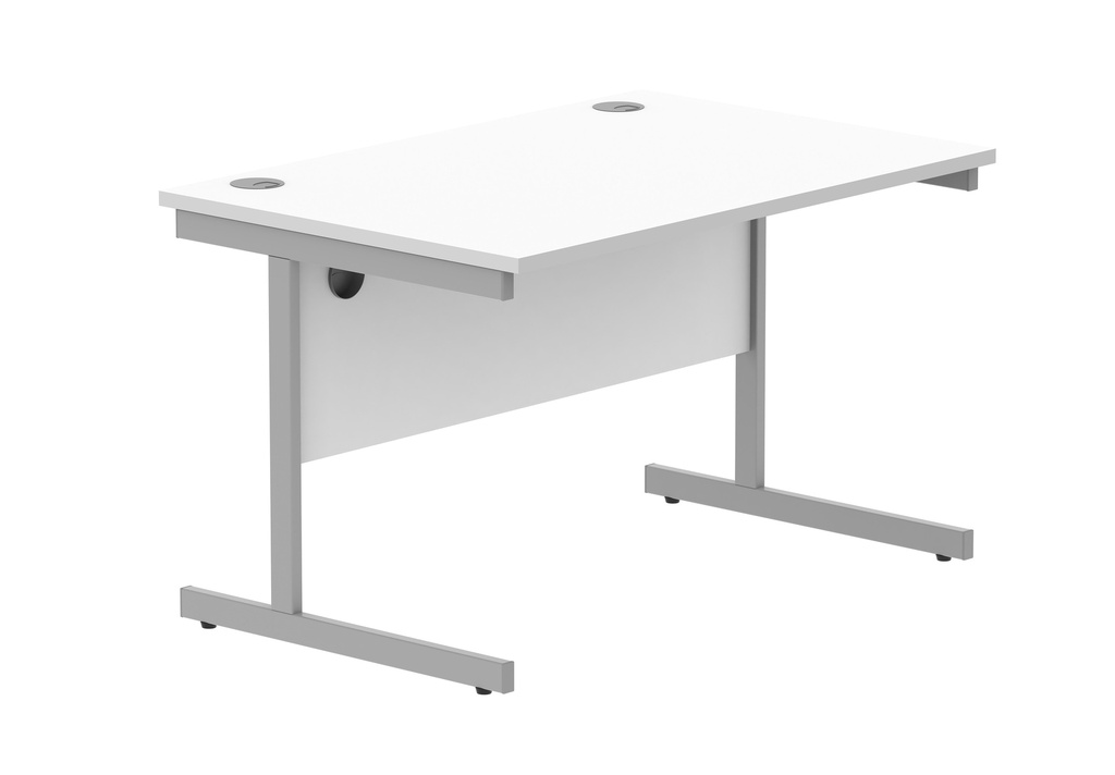 Office Rectangular Desk With Steel Single Upright Cantilever Frame (Fsc) | 1200X800 | Arctic White/White