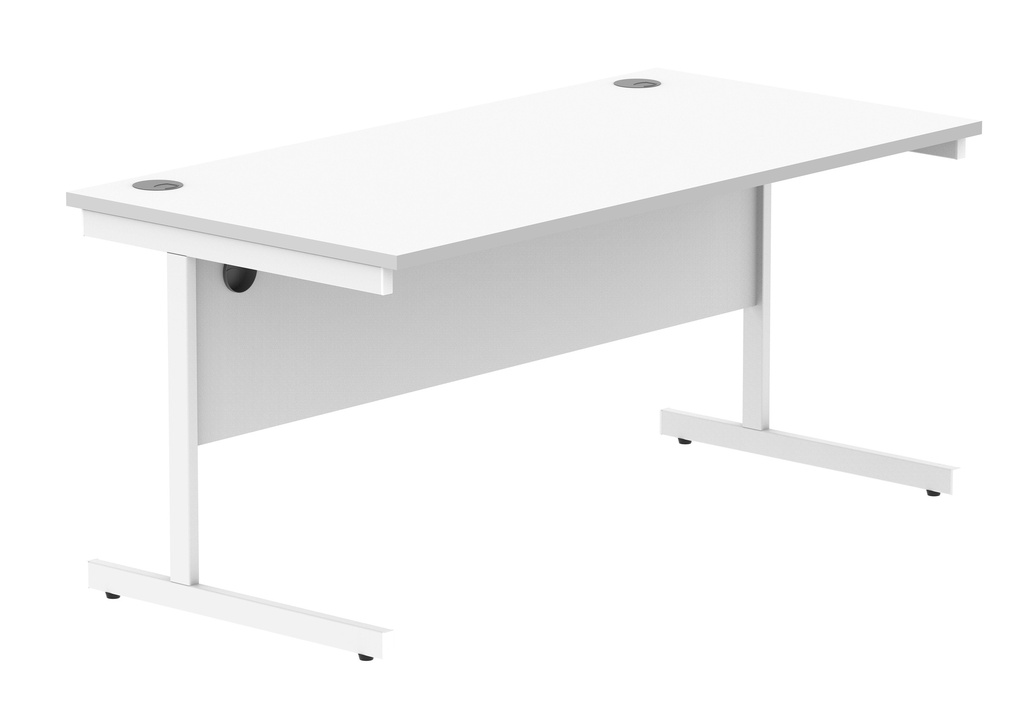 Office Rectangular Desk With Steel Single Upright Cantilever Frame (Fsc) | 1600X800 | Arctic White/White