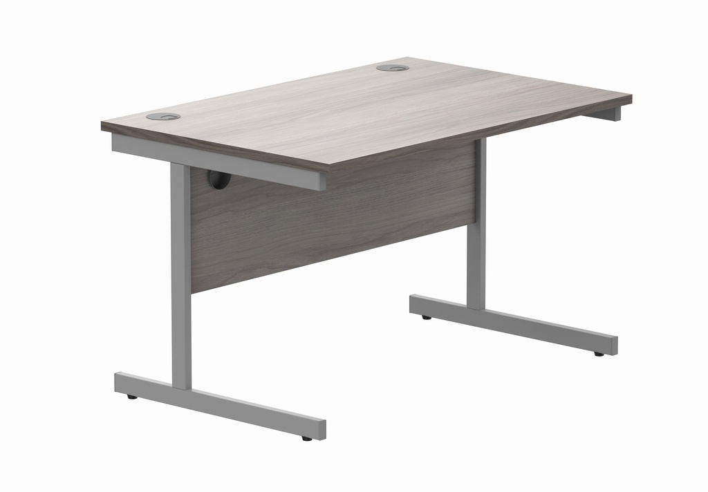 Office Rectangular Desk With Steel Single Upright Cantilever Frame (Fsc) | 1200X800 | Alaskan Grey Oak/Silver