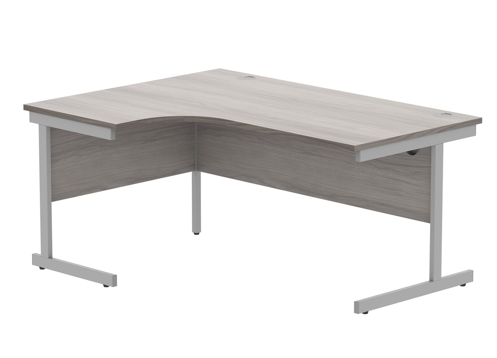 Office Left Hand Corner Desk With Steel Single Upright Cantilever Frame (Fsc) | 1600X1200 | Alaskan Grey Oak/Silver