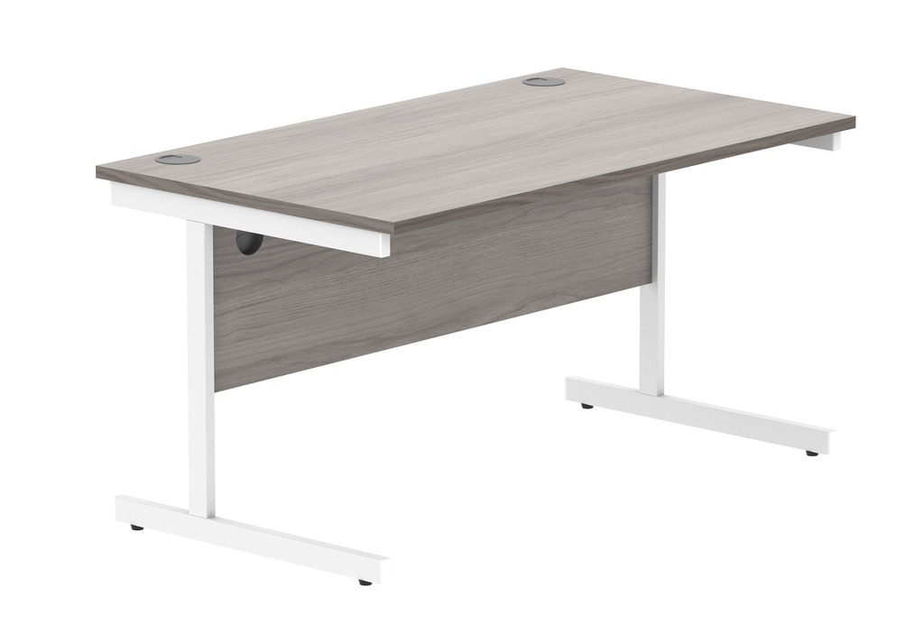 Office Rectangular Desk With Steel Single Upright Cantilever Frame (Fsc) | 1400X800 | Alaskan Grey Oak/White