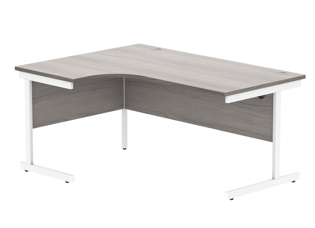 Office Left Hand Corner Desk With Steel Single Upright Cantilever Frame (Fsc) | 1600X1200 | Alaskan Grey Oak/White