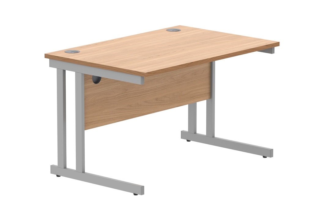 Office Rectangular Desk With Steel Double Upright Cantilever Frame (Fsc) | 1200X800 | Norwegian Beech/Silver