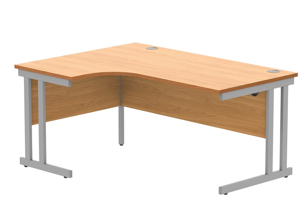Office Left Hand Corner Desk With Steel Double Upright Cantilever Frame (Fsc) | 1600X1200 | Norwegian Beech/Silver