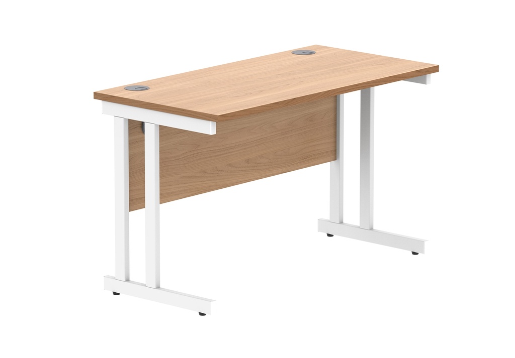 Office Rectangular Desk With Steel Double Upright Cantilever Frame (Fsc) | 1200X600 | Norwegian Beech/White