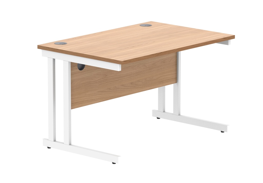 Office Rectangular Desk With Steel Double Upright Cantilever Frame (Fsc) | 1200X800 | Norwegian Beech/White