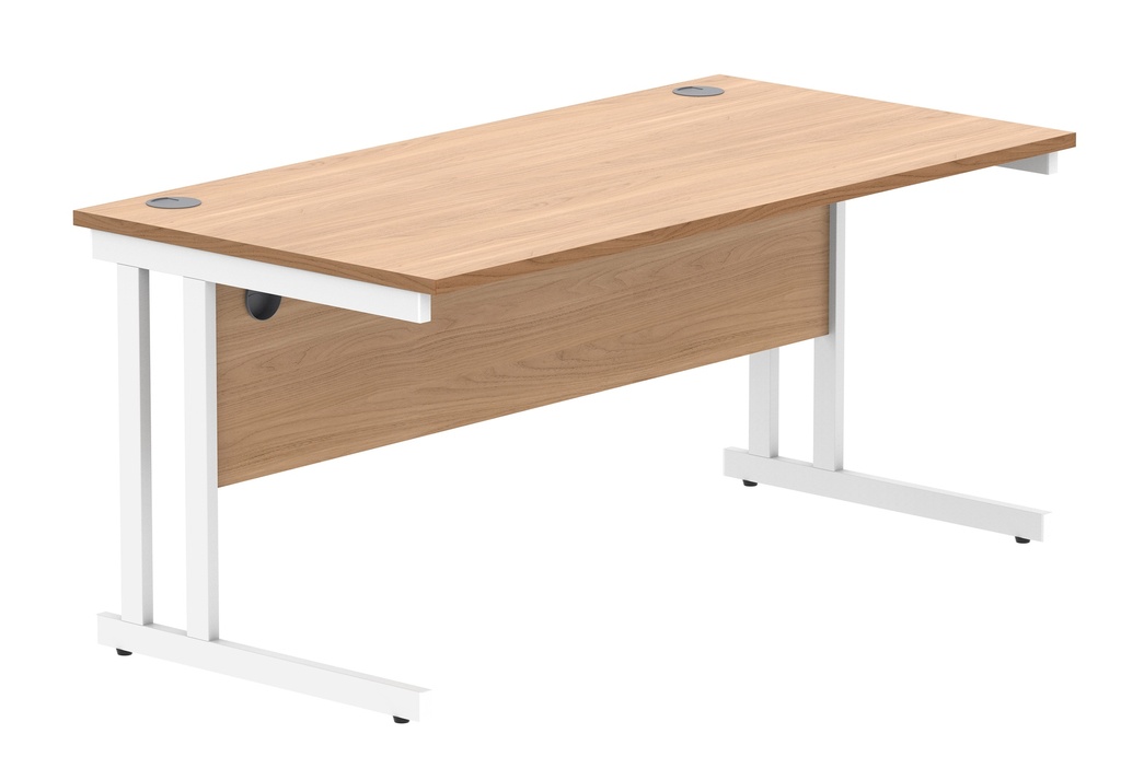 Office Rectangular Desk With Steel Double Upright Cantilever Frame (Fsc) | 1600X800 | Norwegian Beech/White