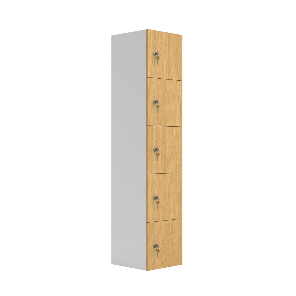 5 Door Unit Complete With Shelf, Coat Hooks, Cam Lock, Sorano Oak (FSC)