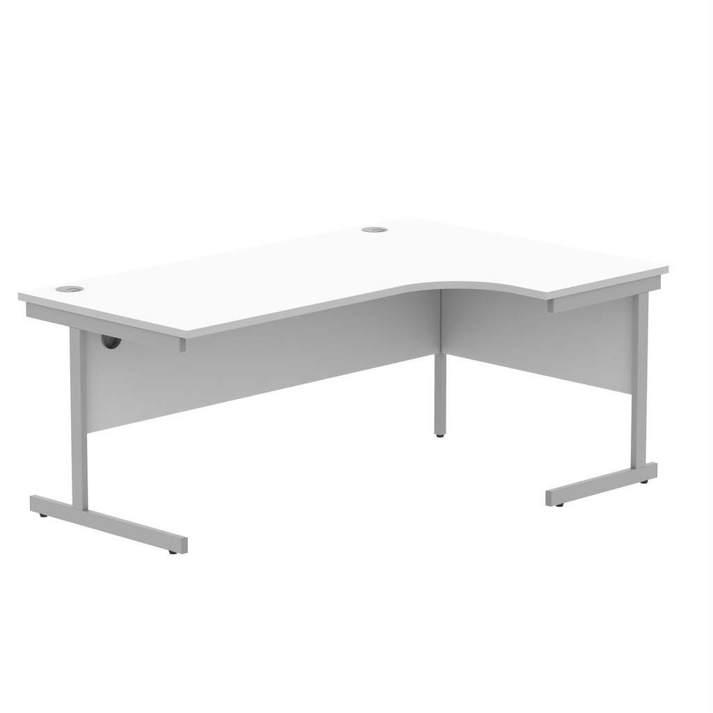 Office Right Hand Corner Desk With Steel Single Upright Cantilever Frame (Fsc) | 1800X1200 | White/Silver