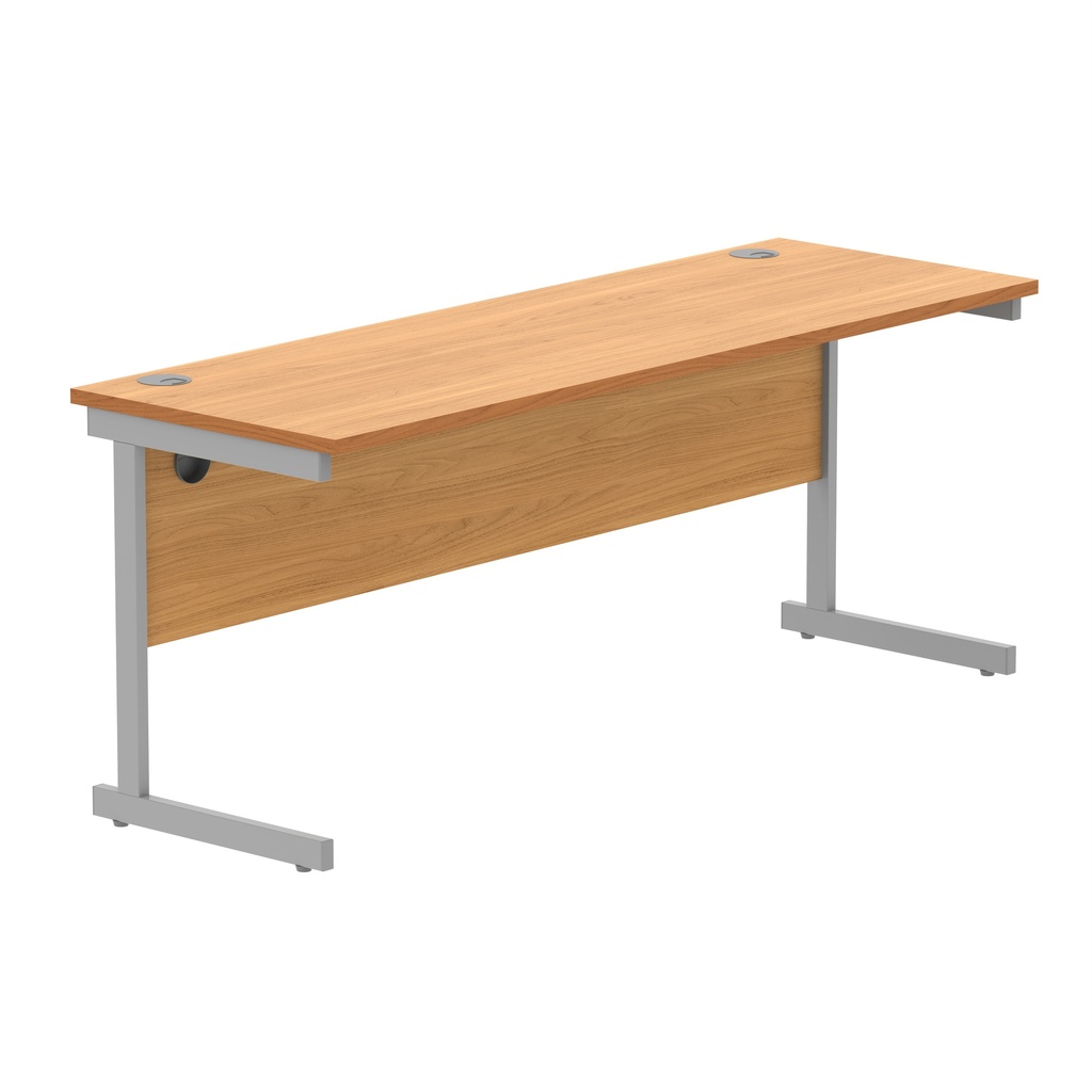 Office Rectangular Desk With Steel Single Upright Cantilever Frame (Fsc) | 1800X600 | Norwegian Beech/Silver