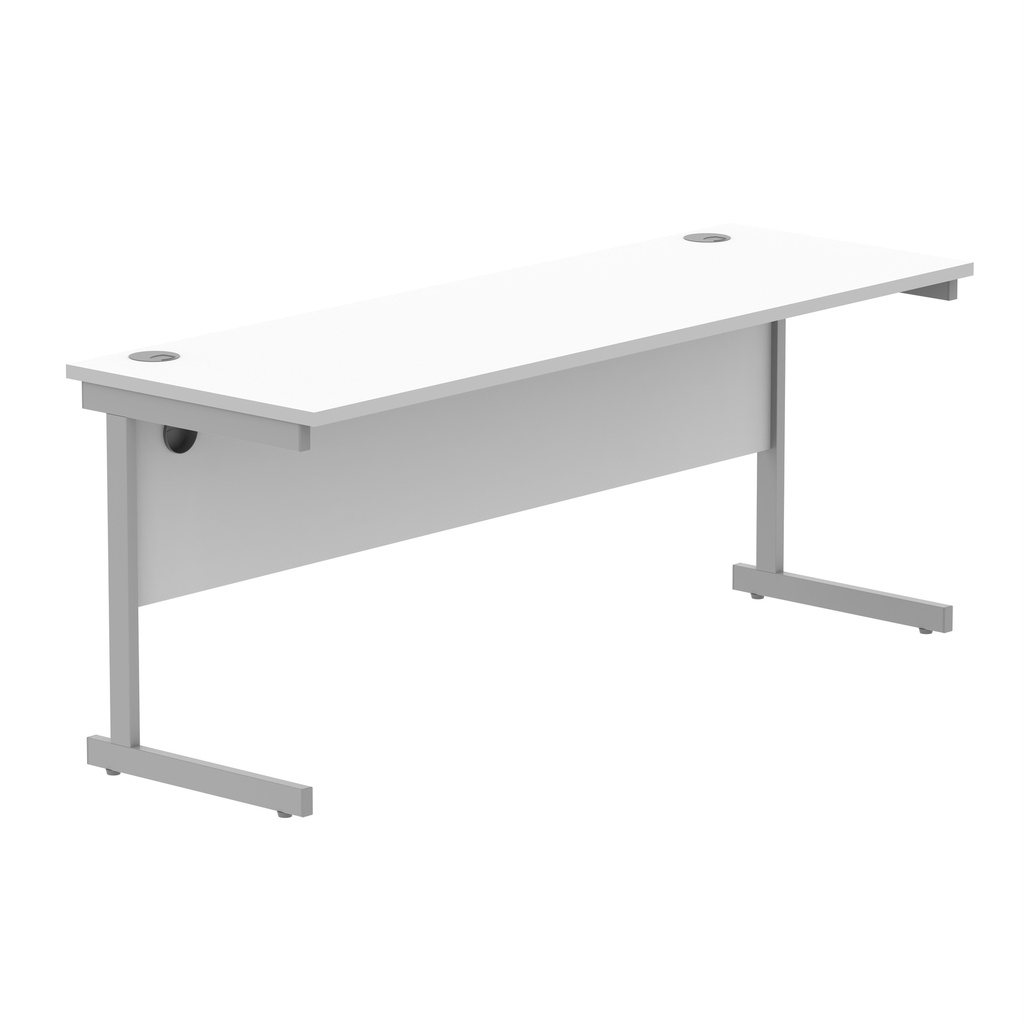 Office Rectangular Desk With Steel Single Upright Cantilever Frame (Fsc) | 1800X600 | Arctic White/Silver