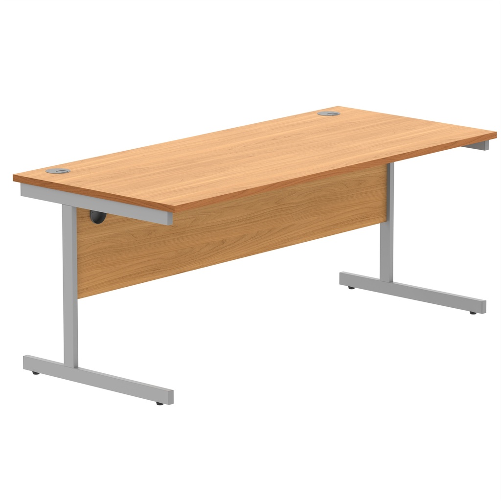 Office Rectangular Desk With Steel Single Upright Cantilever Frame (Fsc) | 1800X800 | Norwegian Beech/Silver