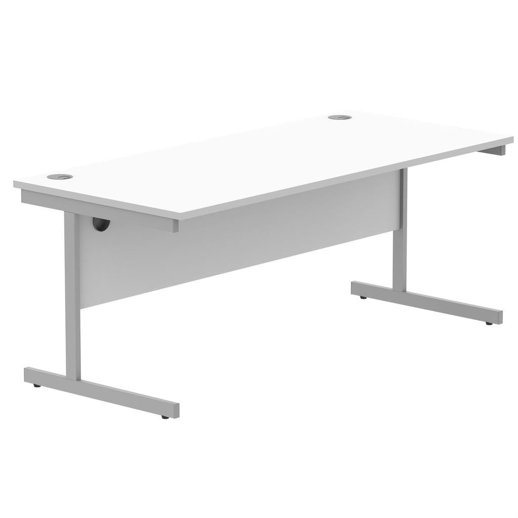 Office Rectangular Desk With Steel Single Upright Cantilever Frame (Fsc) | 1800X800 | Arctic White/Silver