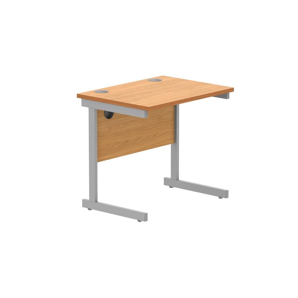 Office Rectangular Desk With Steel Single Upright Cantilever Frame (Fsc) | 800X600 | Norwegian Beech/Silver