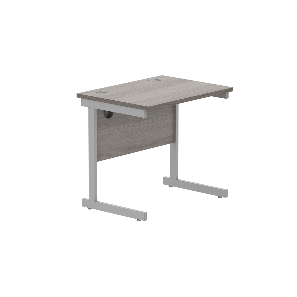 Office Rectangular Desk With Steel Single Upright Cantilever Frame (Fsc) | 800X600 | Alaskan Grey Oak/Silver