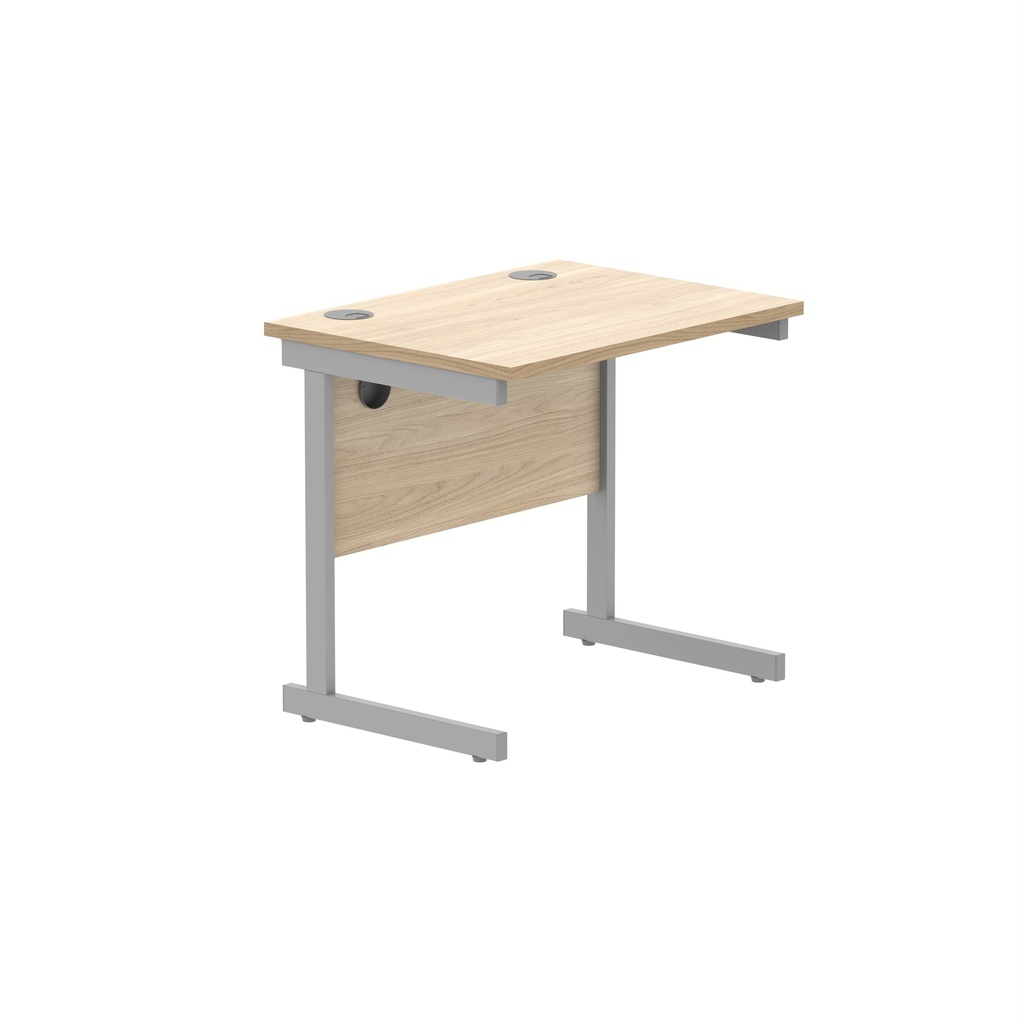 Office Rectangular Desk With Steel Single Upright Cantilever Frame (Fsc) | 800X600 | Canadian Oak/Silver