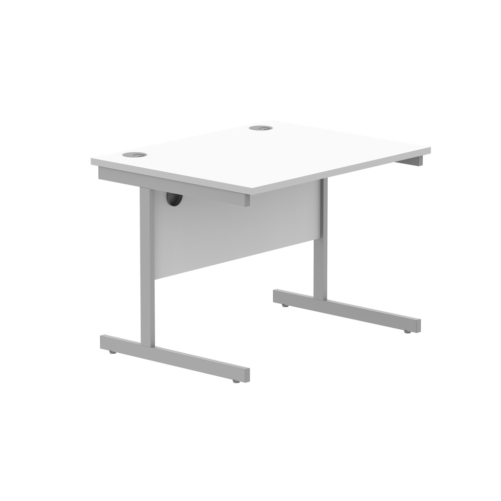 Office Rectangular Desk With Steel Single Upright Cantilever Frame (Fsc) | 800X800 | Arctic White/Silver