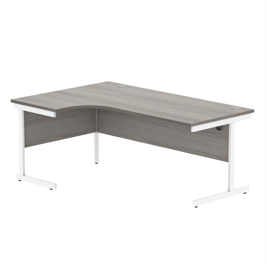 Office Left Hand Corner Desk With Steel Single Upright Cantilever Frame (Fsc) | 1800X1200 | Alaskan Grey Oak/White