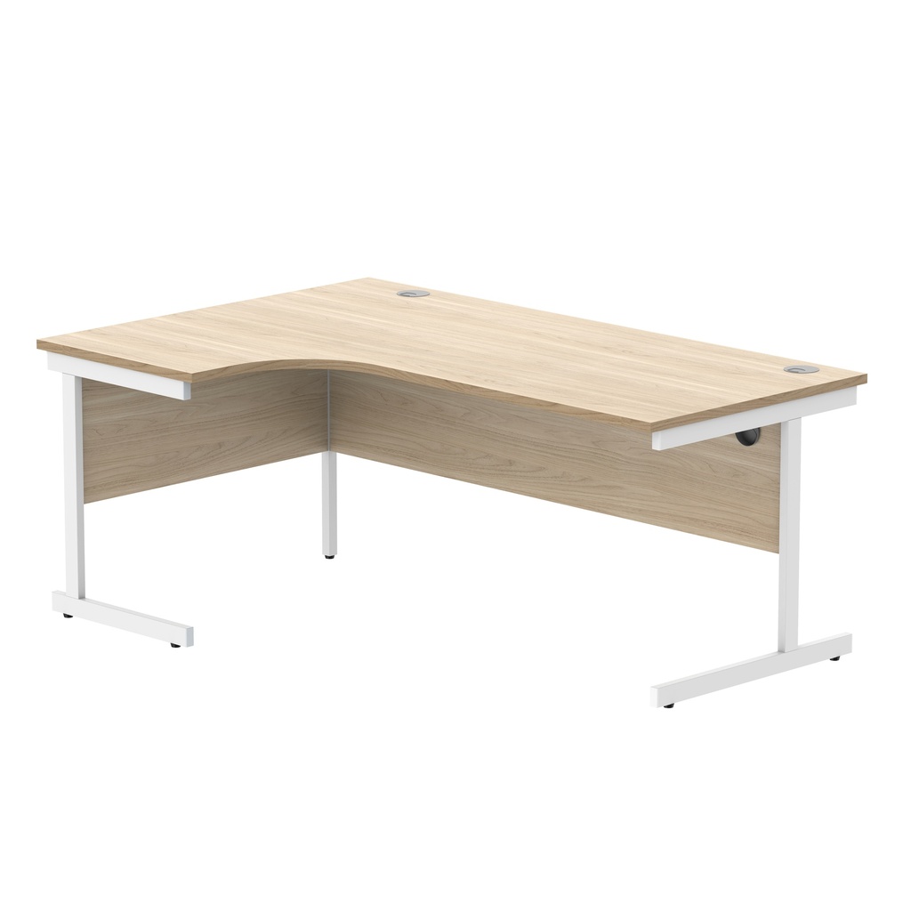 Office Left Hand Corner Desk With Steel Single Upright Cantilever Frame (Fsc) | 1800X1200 | Canadian Oak/White