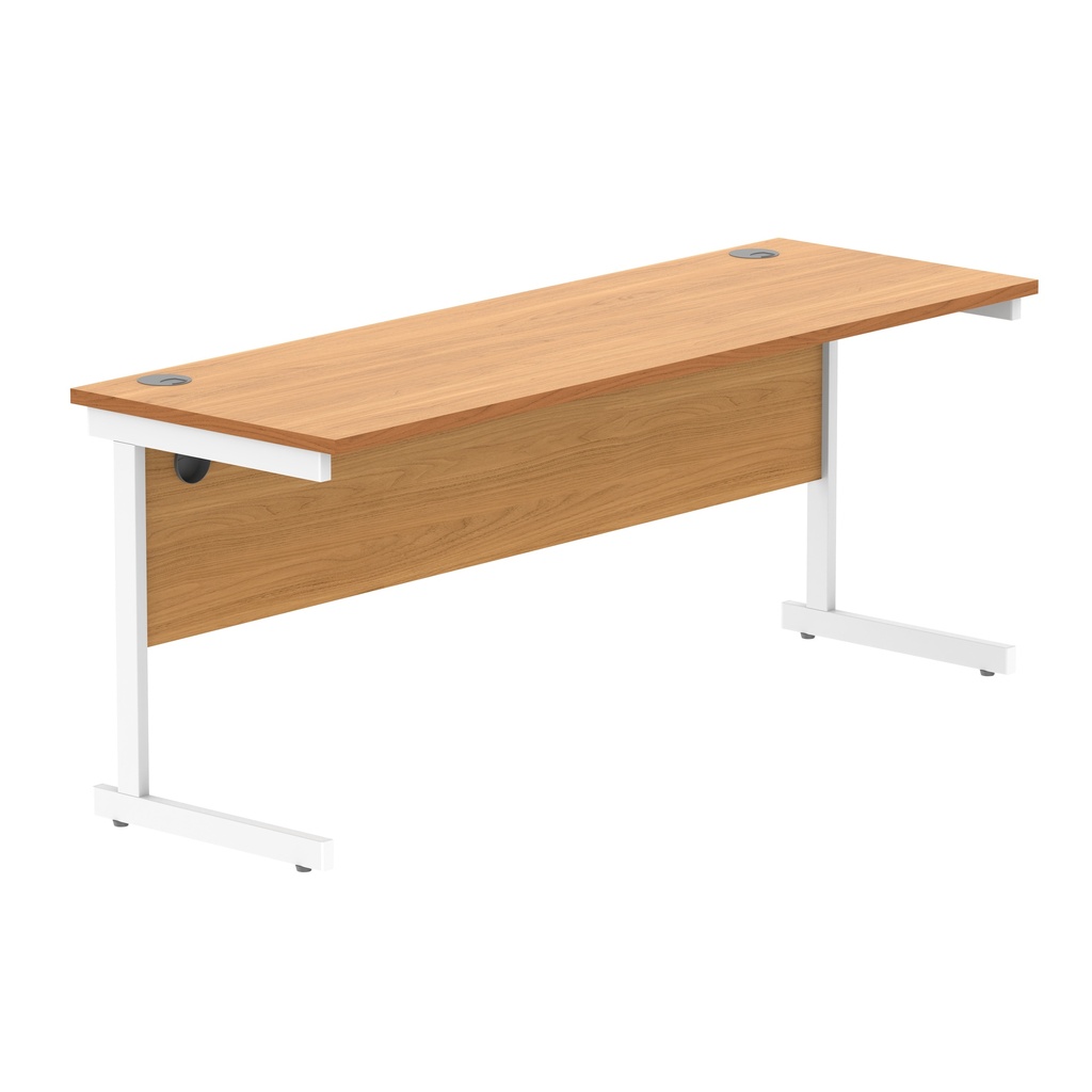 Office Rectangular Desk With Steel Single Upright Cantilever Frame (Fsc) | 1800X600 | Norwegian Beech/White