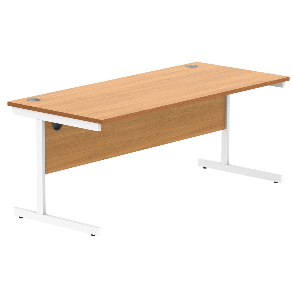 Office Rectangular Desk With Steel Single Upright Cantilever Frame (Fsc) | 1800X800 | Norwegian Beech/White