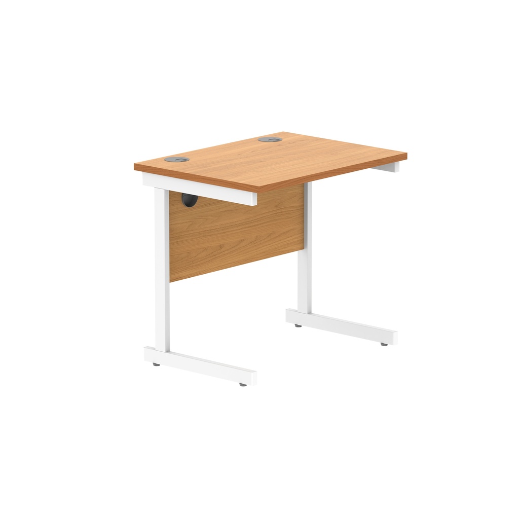 Office Rectangular Desk With Steel Single Upright Cantilever Frame (Fsc) | 800X600 | Norwegian Beech/White