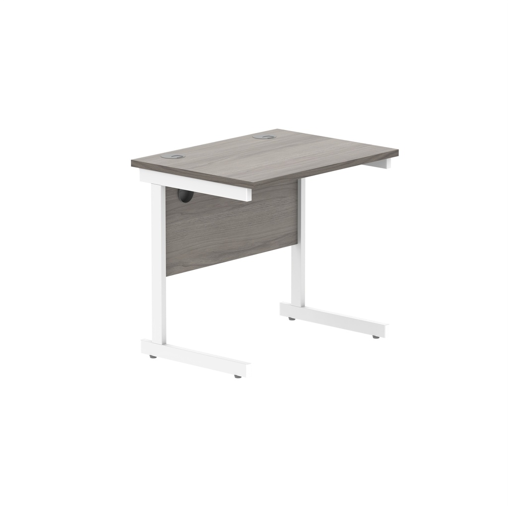 Office Rectangular Desk With Steel Single Upright Cantilever Frame (Fsc) | 800X600 | Alaskan Grey Oak/White