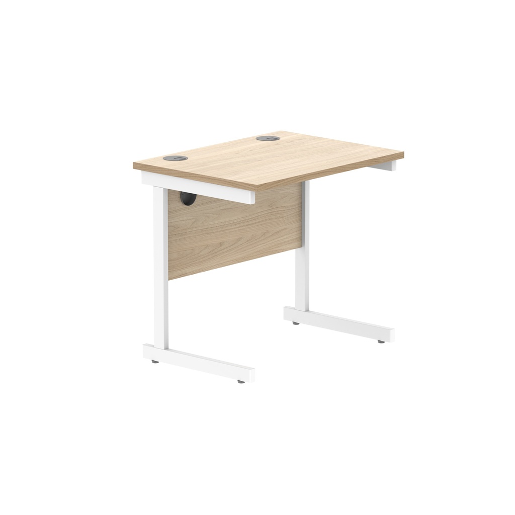 Office Rectangular Desk With Steel Single Upright Cantilever Frame (Fsc) | 800X600 | Canadian Oak/White