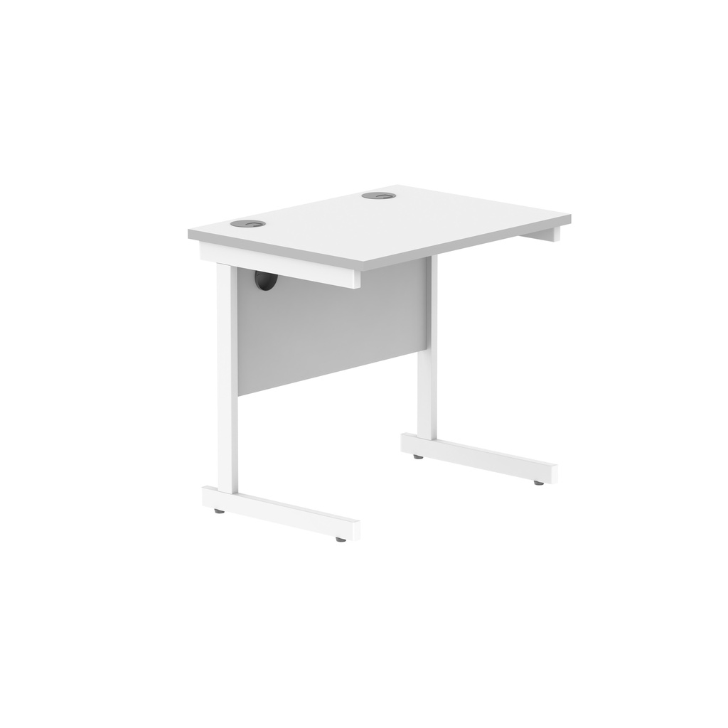 Office Rectangular Desk With Steel Single Upright Cantilever Frame (Fsc) | 800X600 | Arctic White/White