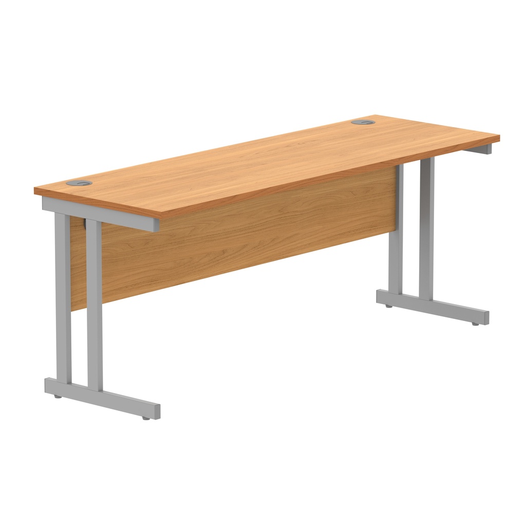 Office Rectangular Desk With Steel Double Upright Cantilever Frame (Fsc) | 1800X600 | Norwegian Beech/Silver