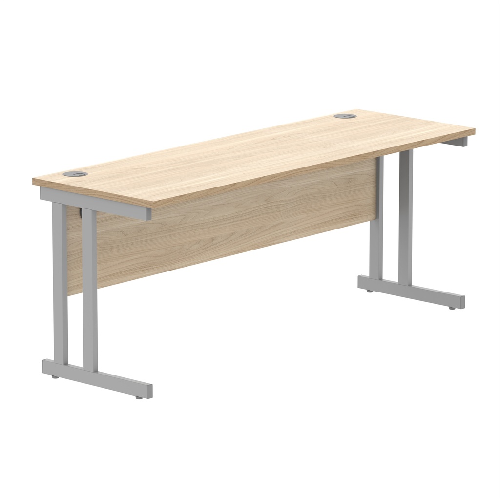 Office Rectangular Desk With Steel Double Upright Cantilever Frame (Fsc) | 1800X600 | Canadian Oak/Silver