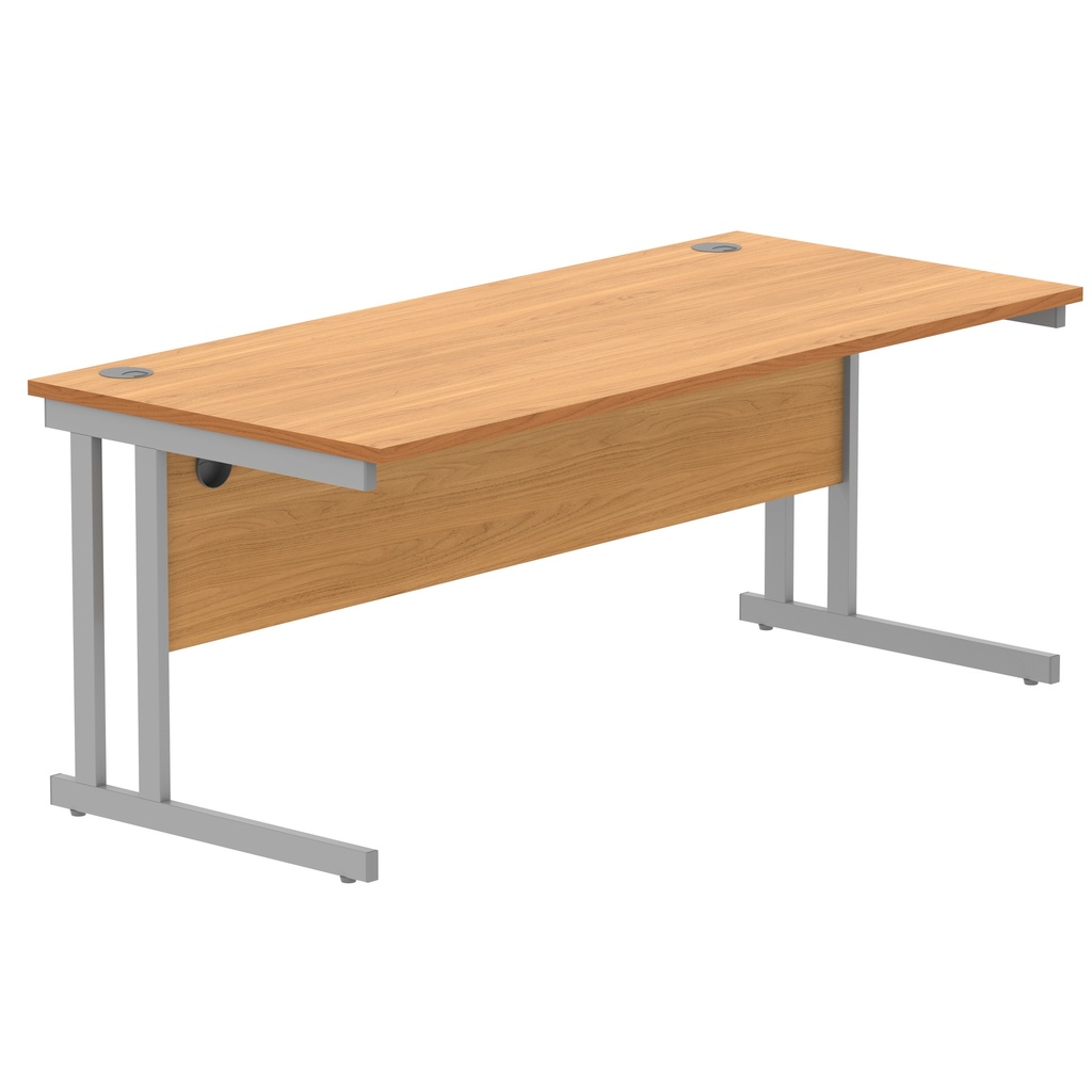 Office Rectangular Desk With Steel Double Upright Cantilever Frame (Fsc) | 1800X800 | Norwegian Beech/Silver