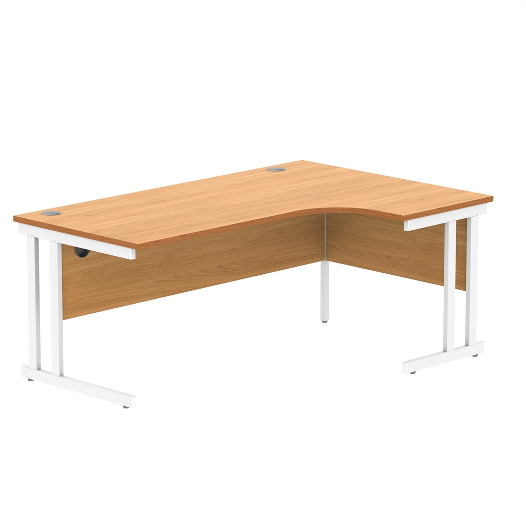 Office Right Hand Corner Desk With Steel Double Upright Cantilever Frame (Fsc) | 1800X1200 | Beech/White