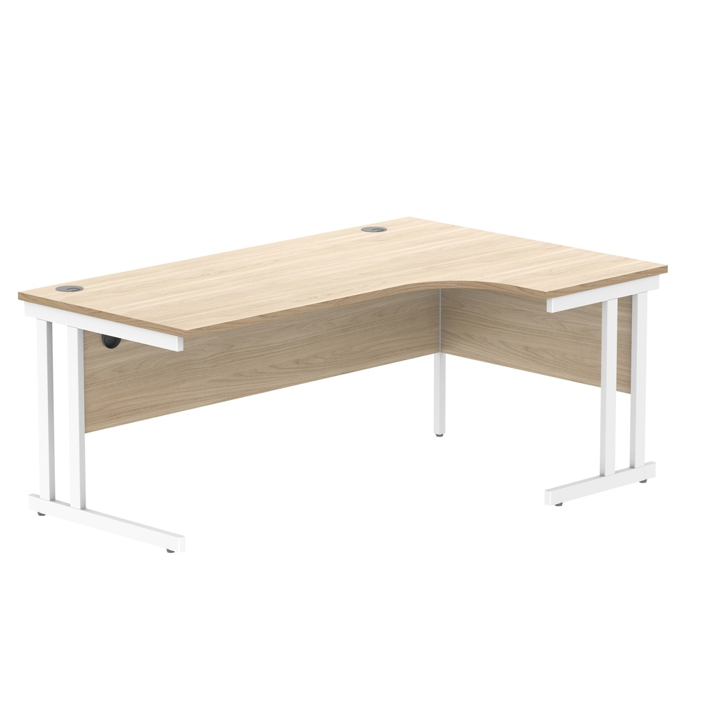 Office Right Hand Corner Desk With Steel Double Upright Cantilever Frame (Fsc) | 1800X1200 | Oak/White