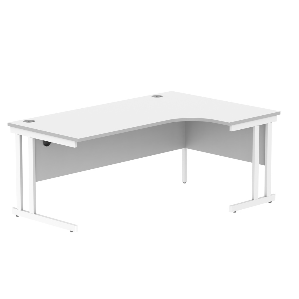 Office Right Hand Corner Desk With Steel Double Upright Cantilever Frame (Fsc) | 1800X1200 | White/White