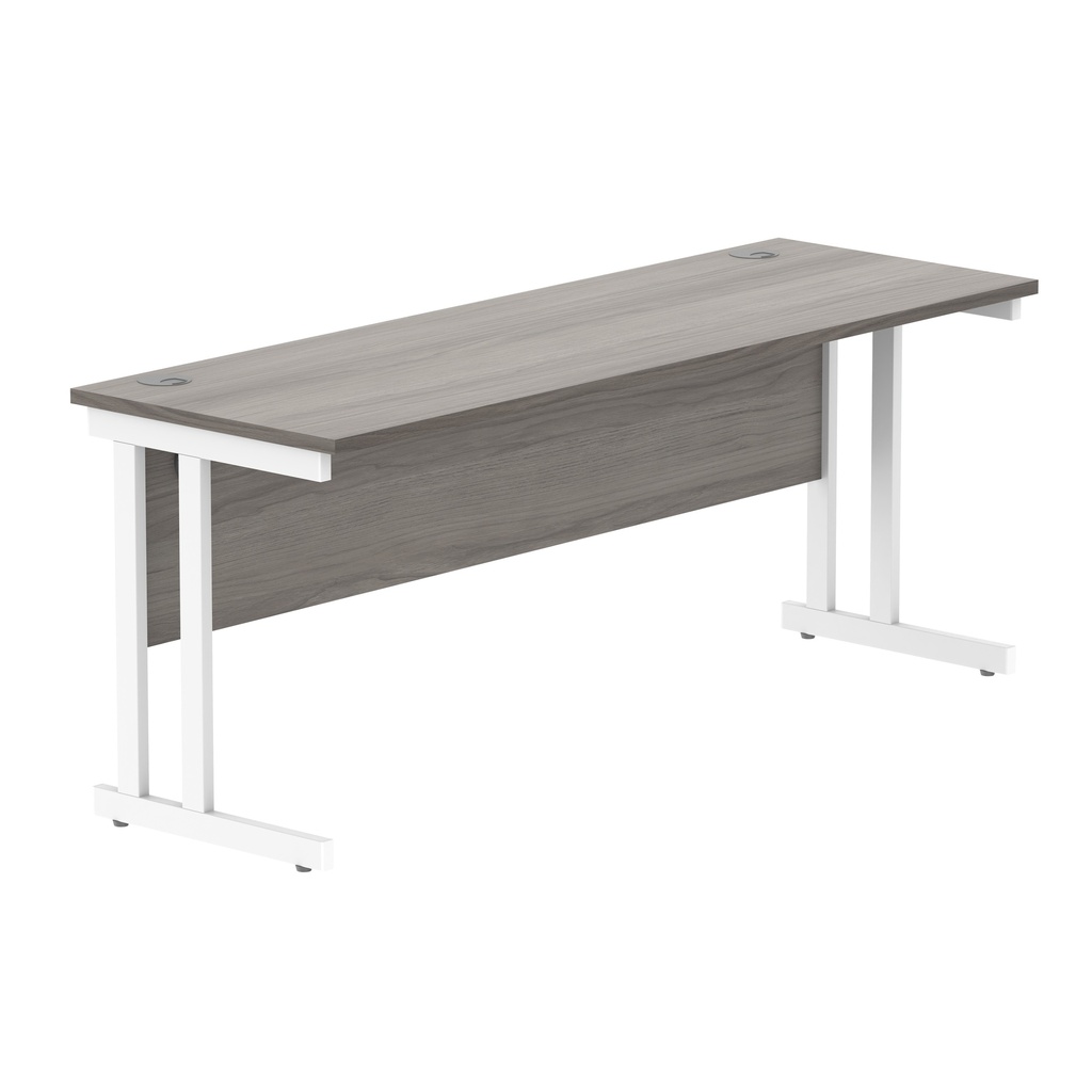 Office Rectangular Desk With Steel Double Upright Cantilever Frame (Fsc) | 1800X600 | Alaskan Grey Oak/White