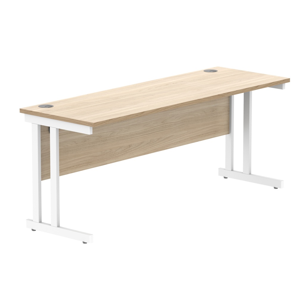 Office Rectangular Desk With Steel Double Upright Cantilever Frame (Fsc) | 1800X600 | Canadian Oak/White