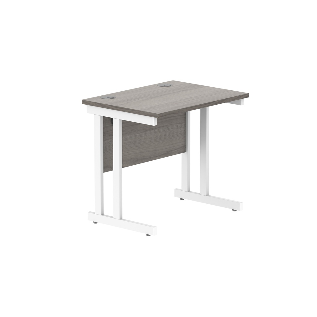 Office Rectangular Desk With Steel Double Upright Cantilever Frame (Fsc) | 800X600 | Alaskan Grey Oak/White