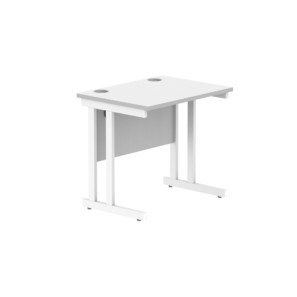 Office Rectangular Desk With Steel Double Upright Cantilever Frame (Fsc) | 800X600 | Arctic White/White