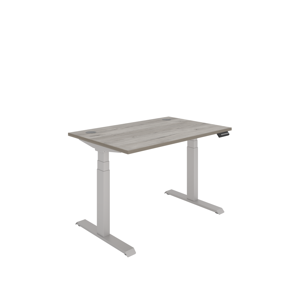 Office Rectangular Dual Motor Sit Stand Desk  (FSC) | 1200X800 | Grey Oak/Silver