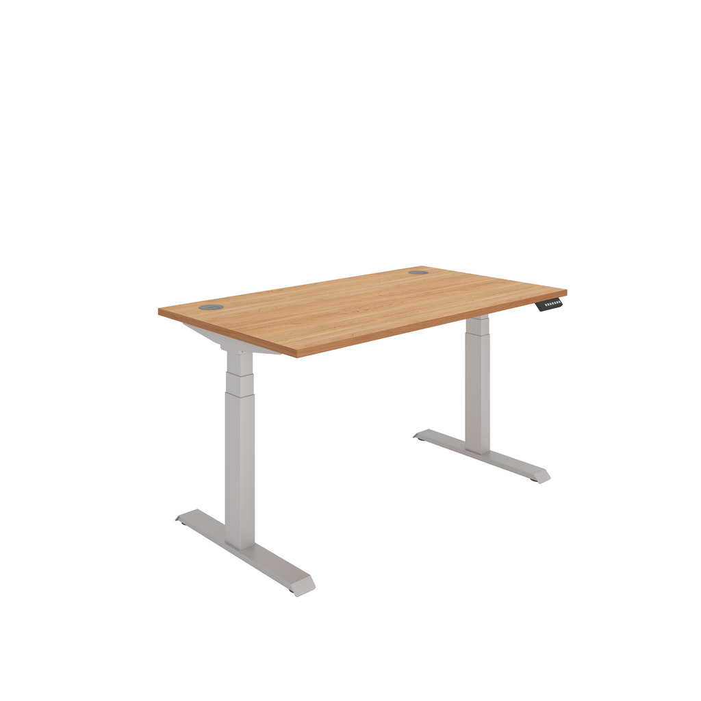 Office Rectangular Dual Motor Sit Stand Desk  (FSC) | 1400X800 | Beech/Silver