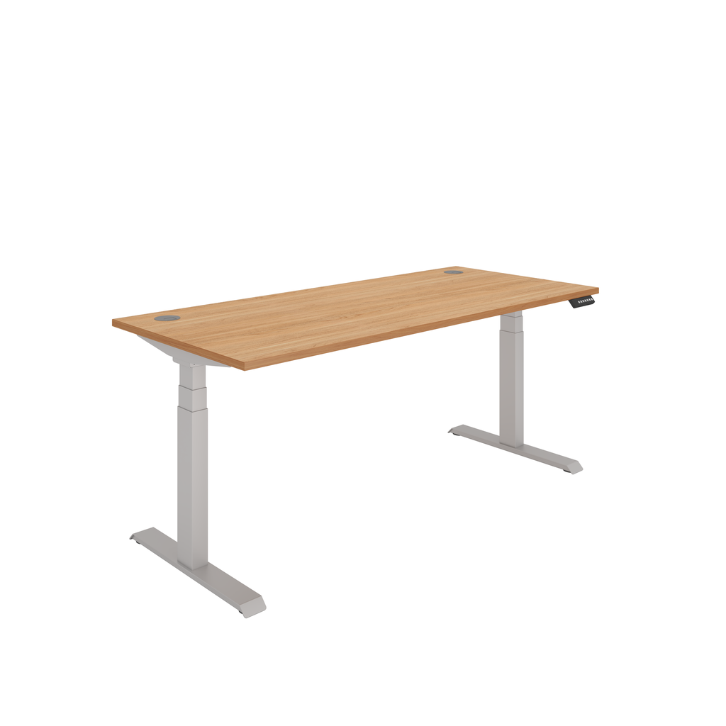 Office Rectangular Dual Motor Sit Stand Desk  (FSC) | 1800X800 | Beech/Silver