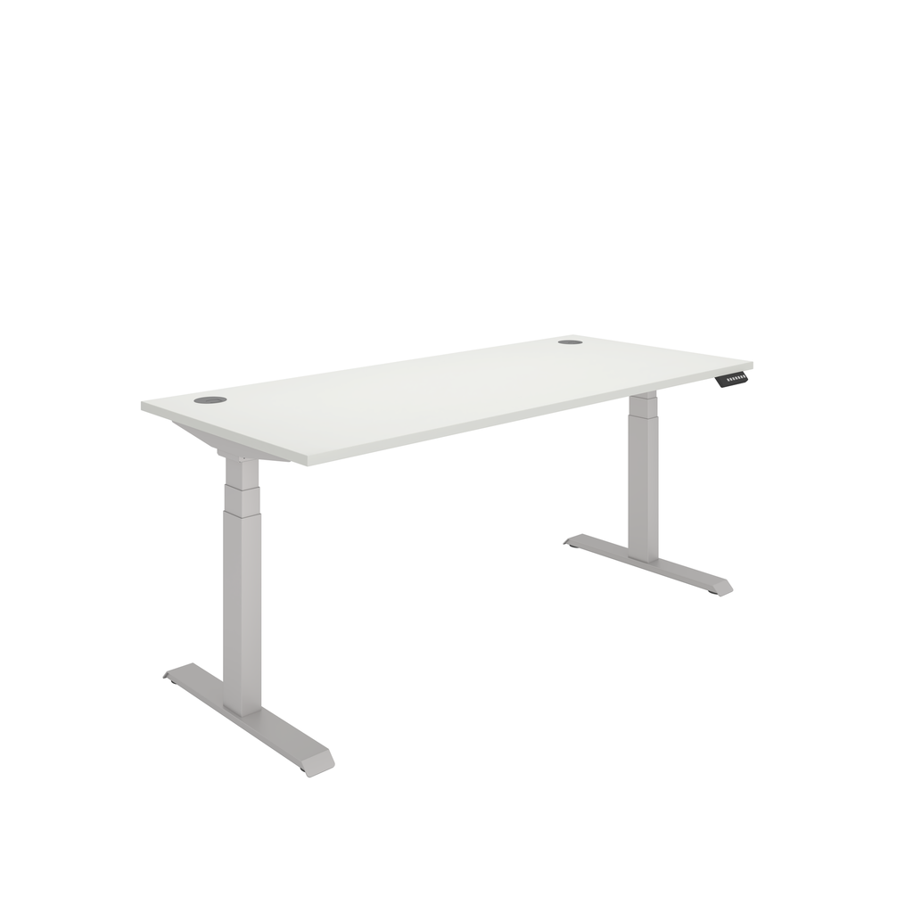 Office Rectangular Dual Motor Sit Stand Desk  (FSC) | 1800X800 | White/Silver