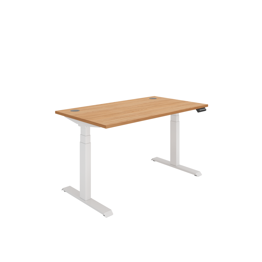 Office Rectangular Dual Motor Sit Stand Desk  (FSC) | 1400X800 | Beech/White