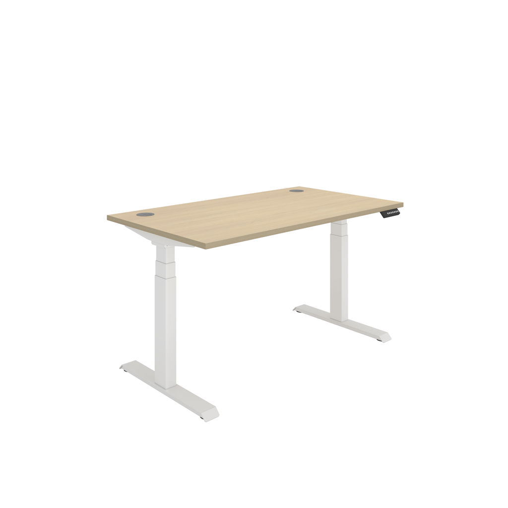 Office Rectangular Dual Motor Sit Stand Desk  (FSC) | 1400X800 | Oak/White